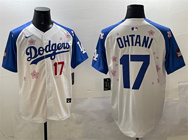Men's White/Royal Los Angeles Dodgers #17 Shohei Ohtani 2025 Tokyo Series Limited Stitched Baseball Jersey